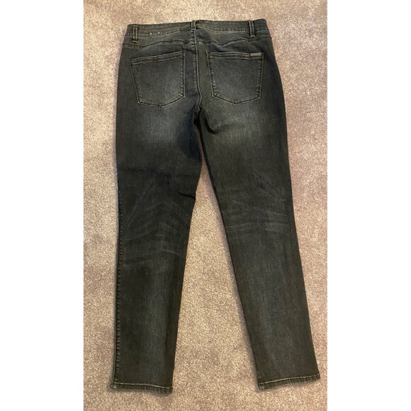 Black Mid-Rise Skinny Ankle Jeans Stud Detailing Size 8 - Picture 2 of 12